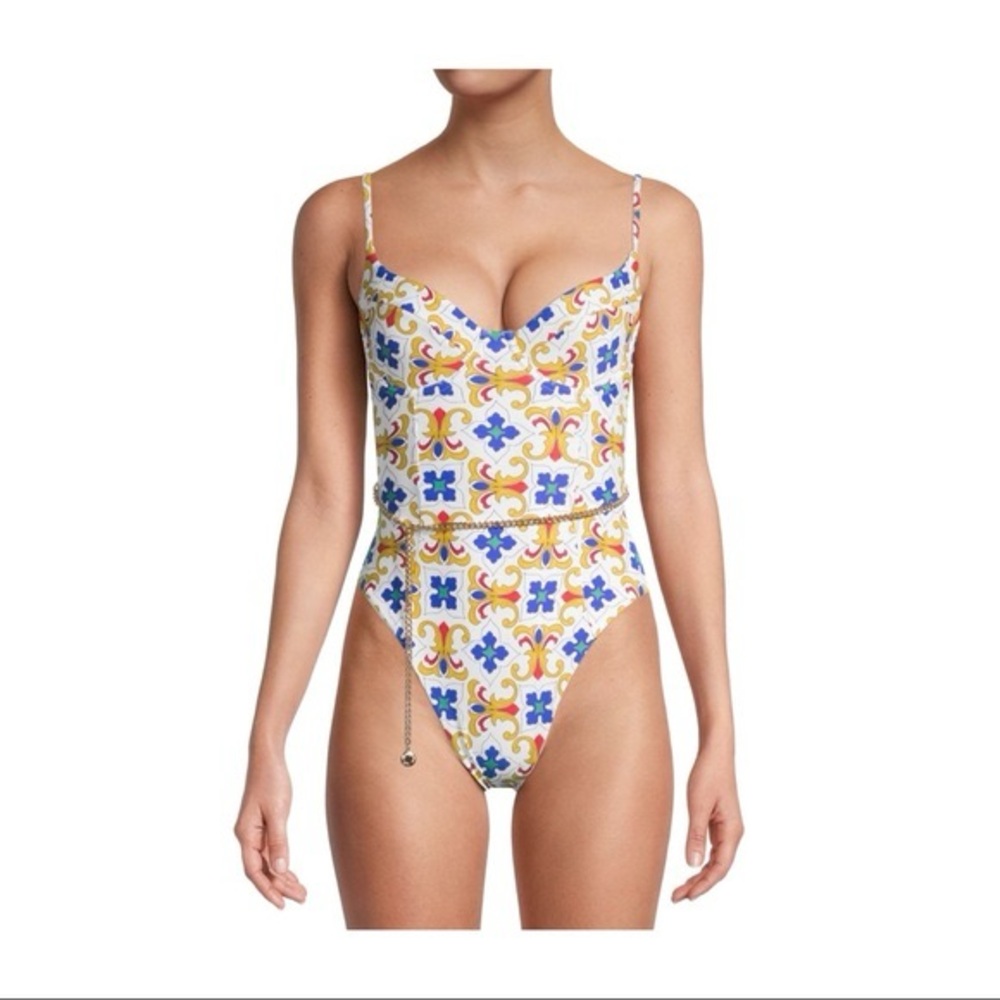 WeWoreWhat Multicolor Patterned One Piece Swimsuit